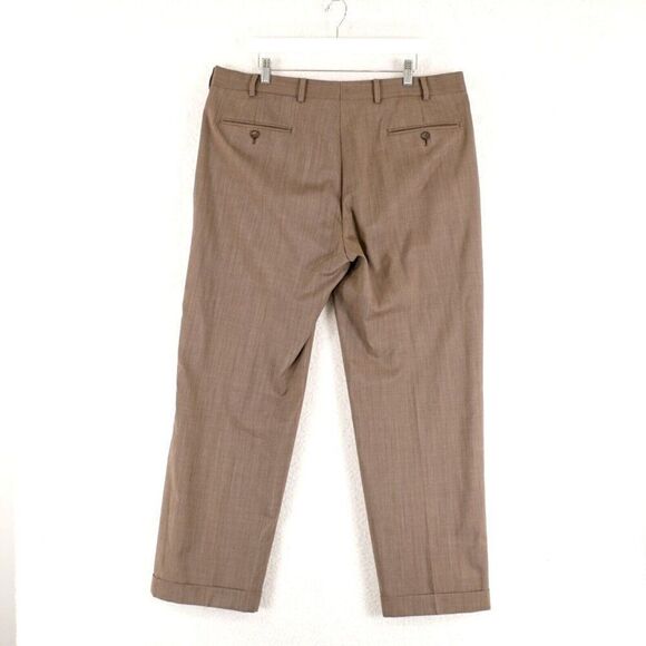 Brooks Brothers 1818 Madison Wool Beige Birdseye Pleated Cuff Dress Pants 38/30 - Picture 5 of 8